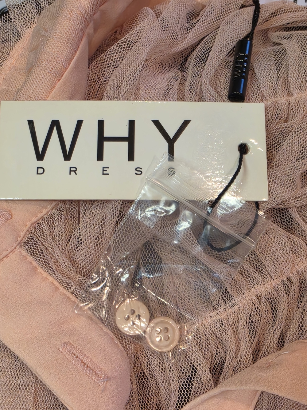 Why Sheer Pink Ruffle Button-Up Blouse - Picture 10 of 10